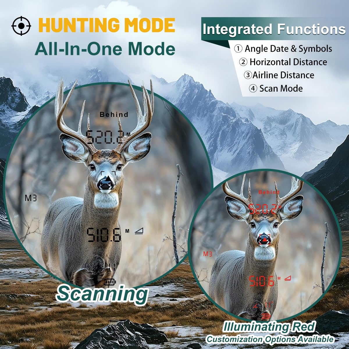 YINMONE 10x42 Laser Rangefinder Binoculars for Hunting Range Finder 2500Yds