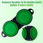 SLSON Collapsible Dog Dual Bowls Reinforced Rim 180 Degrees Flip Over Bowl - Green view 2