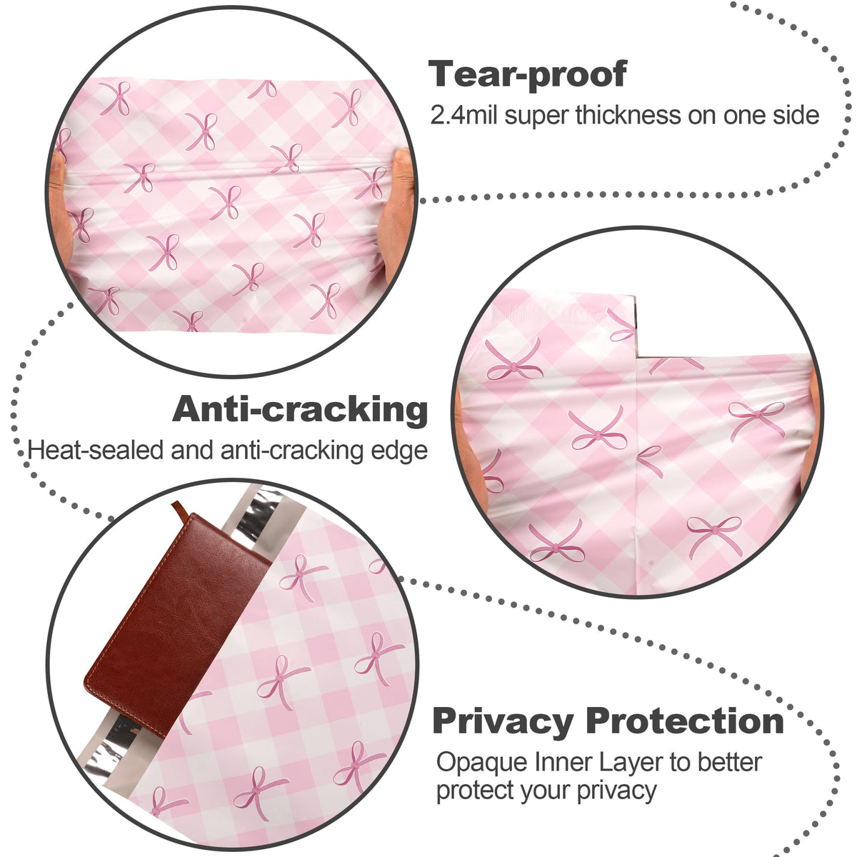 JinRuiKJ Poly Mailers - Grid Bow / 6x9'' - 100 Pack view 3