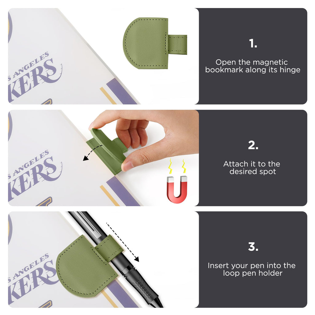 SESENSE Magnetic Bookmarks Pen Holder for Travelers Journal Notebook - Color Set H 3 Pcs / Wide Size view 5