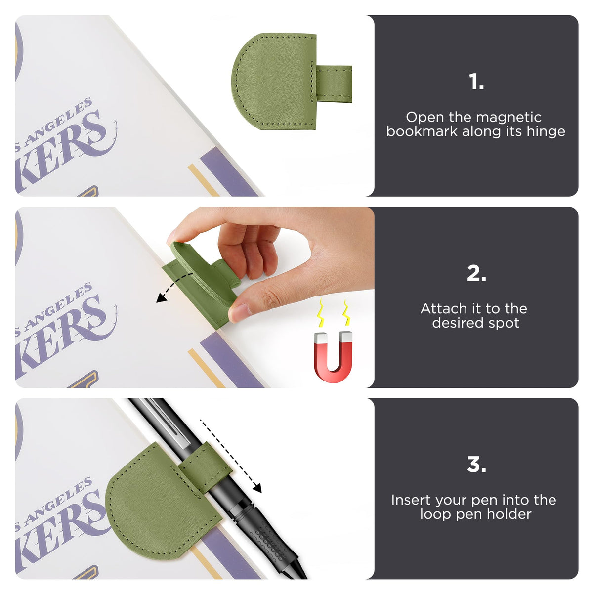SESENSE Magnetic Bookmarks Pen Holder for Travelers Journal Notebook - Color Set H 3 Pcs / Wide Size view 5