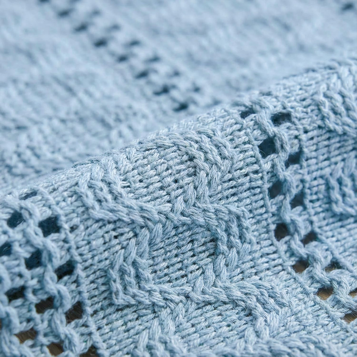 Artoid Woven Farmhouse Hollow Table Runner - Sky Blue / 12" x 48", Table Runner view 6
