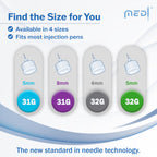 Medt Fine Insulin Pen Needles 32G 4mm - 48 Boxes of 100 Ct Bulk (Pack of 48)