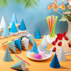 Boao 100 Pcs Snow Cone Cups Syrup Spoon Straws - Gradient Blue / 4.5 OZ view 1
