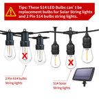 Meconard Pack S14 LED Outdoor String Light Replacement Bulbs, Warm White