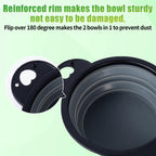 SLSON Collapsible Dog Dual Bowls Reinforced Rim 180 Degrees Flip Over Bowl - Cold Grey view 3