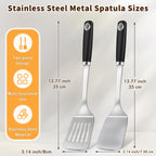 MemoGem Stainless Steel Spatula Set, Solid and Slotted Turner - view 13