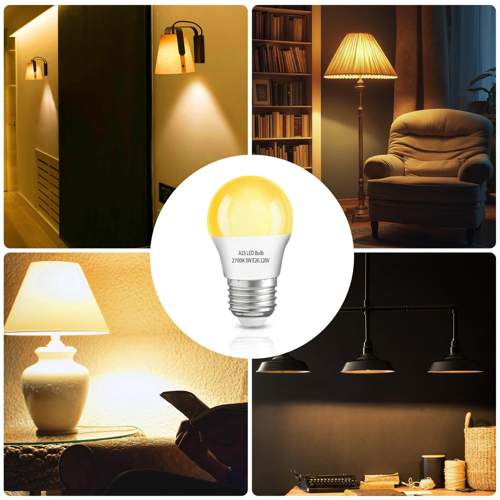 LOXYEE A15 LED Light Bulb 2 Pack, Dimmable 5W 2700K Table Lamp Bulb (BXD-001)