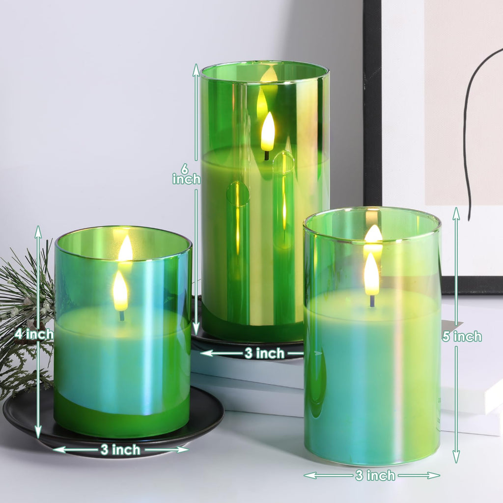 Eywamage Glass Flameless Candles with Remote - Green view 1