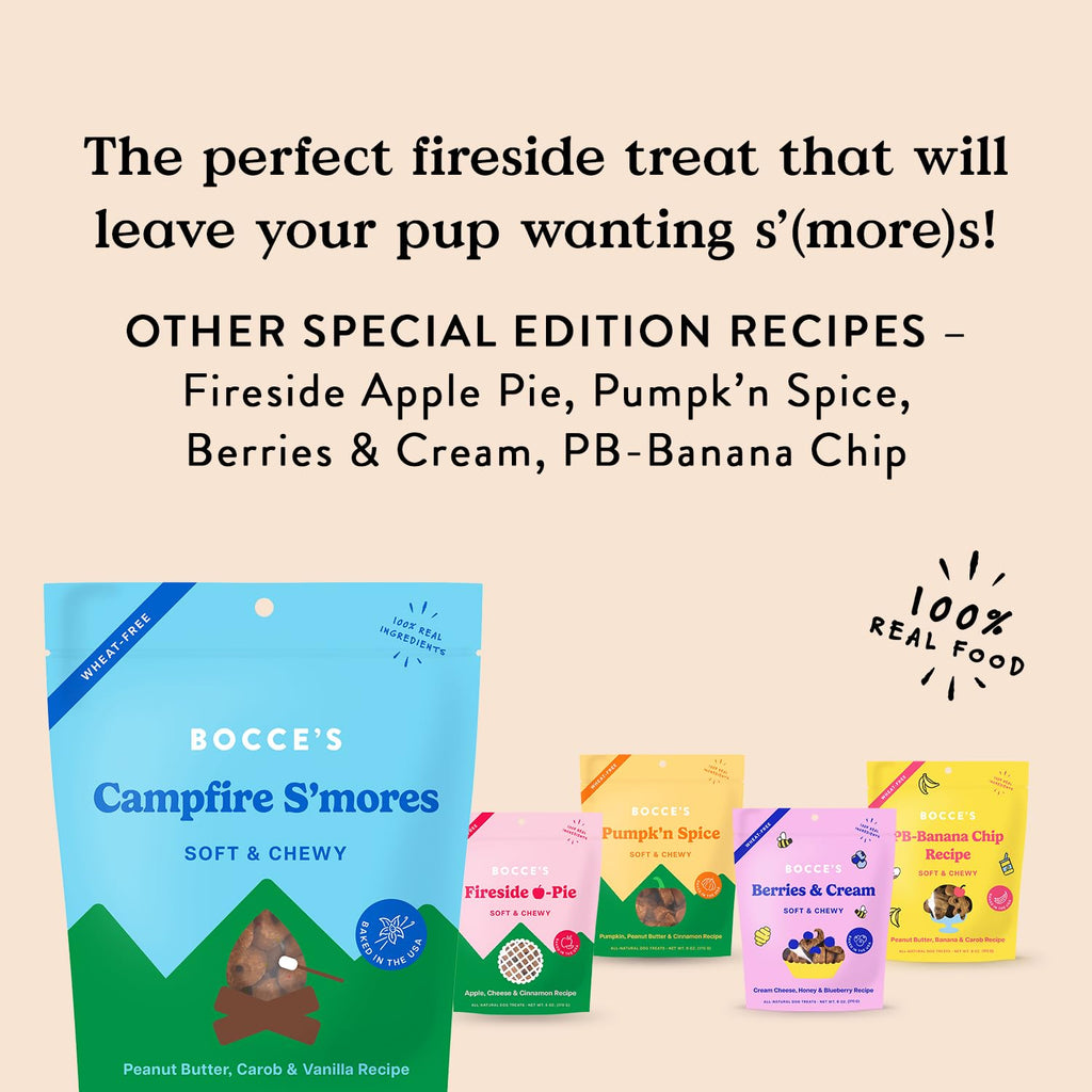 Bocce's Bakery Campfire S'Mores Soft Chewy Dog Treats (PB, Carob & Vanilla)