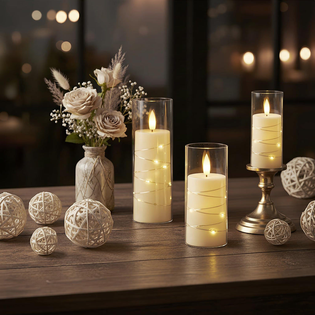 Raycare Flameless Candles with String Lights - 9pcs-Ivory view 7