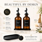 Olive Oil Dispenser for Kitchen, 2-Pack 12oz Glass Bottle - Brown&Black Labels view 3