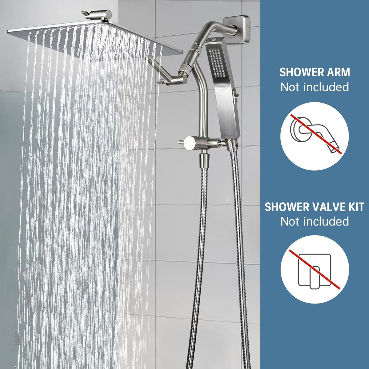 G-Promise Inch All Metal Rain Shower Head with Handheld