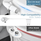 BIGCOW Ultra-Slim Bidet Attachment for Toilet - Dual Nozzle (Frontal & Rear Wash) with Adjustable Cold Water Pressure (Pack of 2)