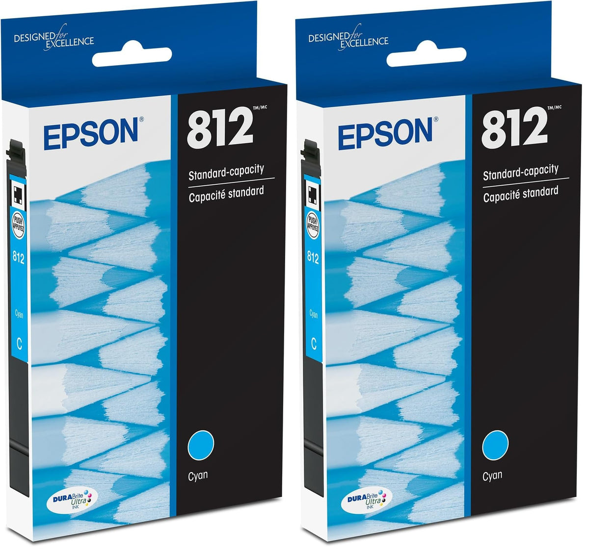 Epson T812 DURABrite Ultra Ink Standard Capacity Cyan Cartridge (T812220-S) for Select Workforce Pro Printers (Pack of (Pack of 2)