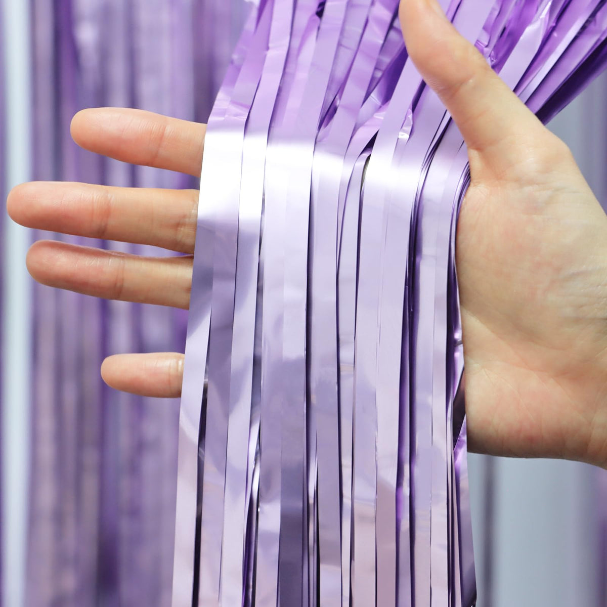 Voircoloria Foil Fringe Backdrop Curtains, 3.3x6.6ft