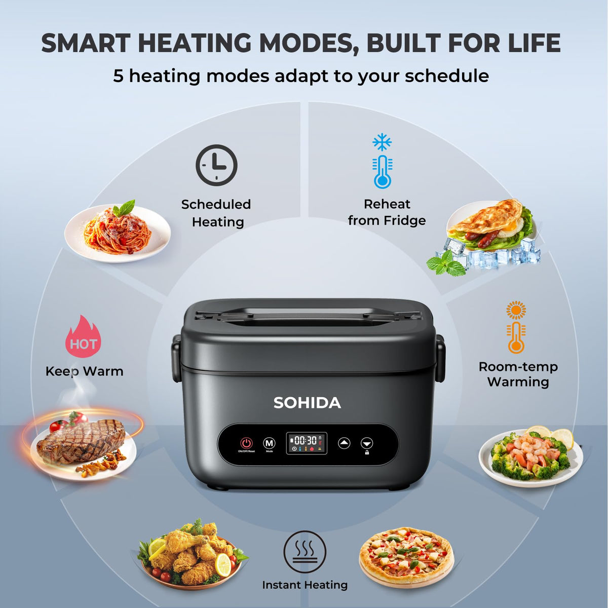 SOHIDA Cordless Heated & Electric Lunch Box for Adults (BX60)