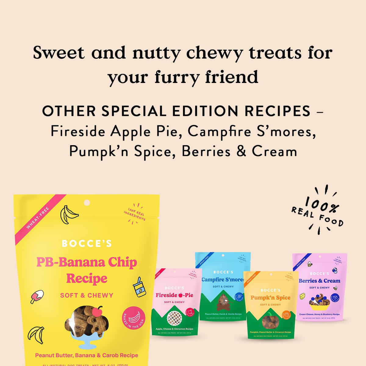 Bocce's Bakery Sweet Flavor Profile Soft & Chewy Cookie Treats for Dogs