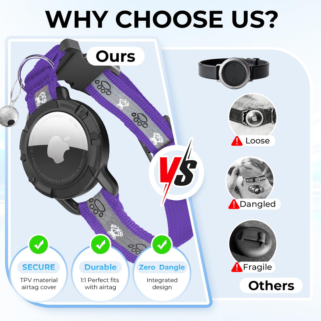 AirTag Cat Collar, Reflective Cat