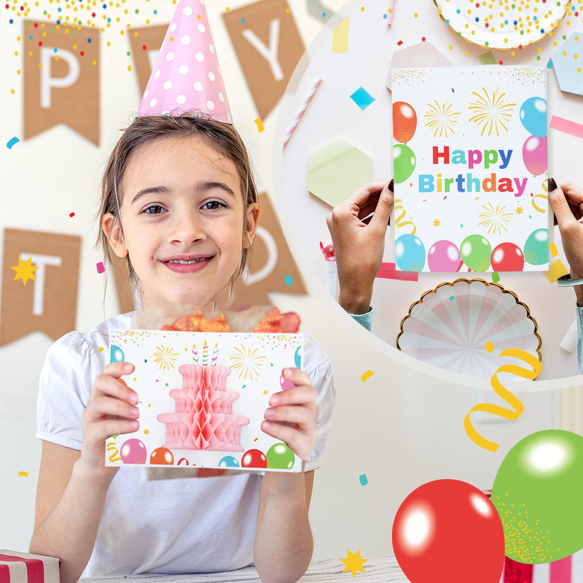 Marhpveua 6 Slots 3D Honeycomb Birthday Money Card Holder - Colorful view 5