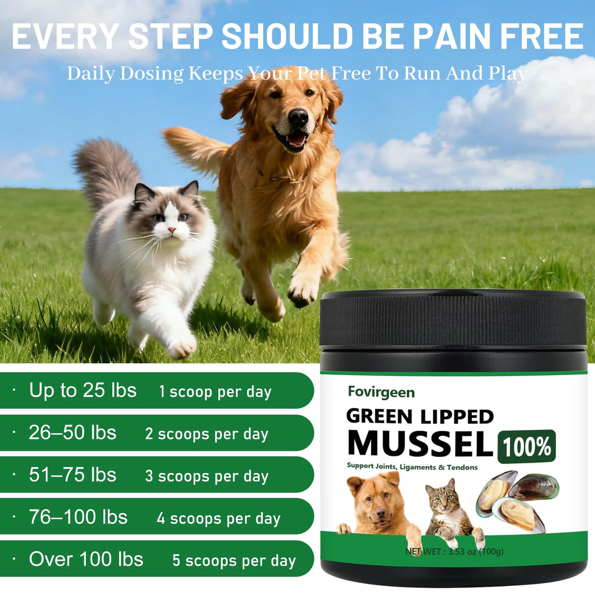 forvirgeen 2 Pack Green lipped Mussels for Dogs Hip & Joint Care (additional view 3)