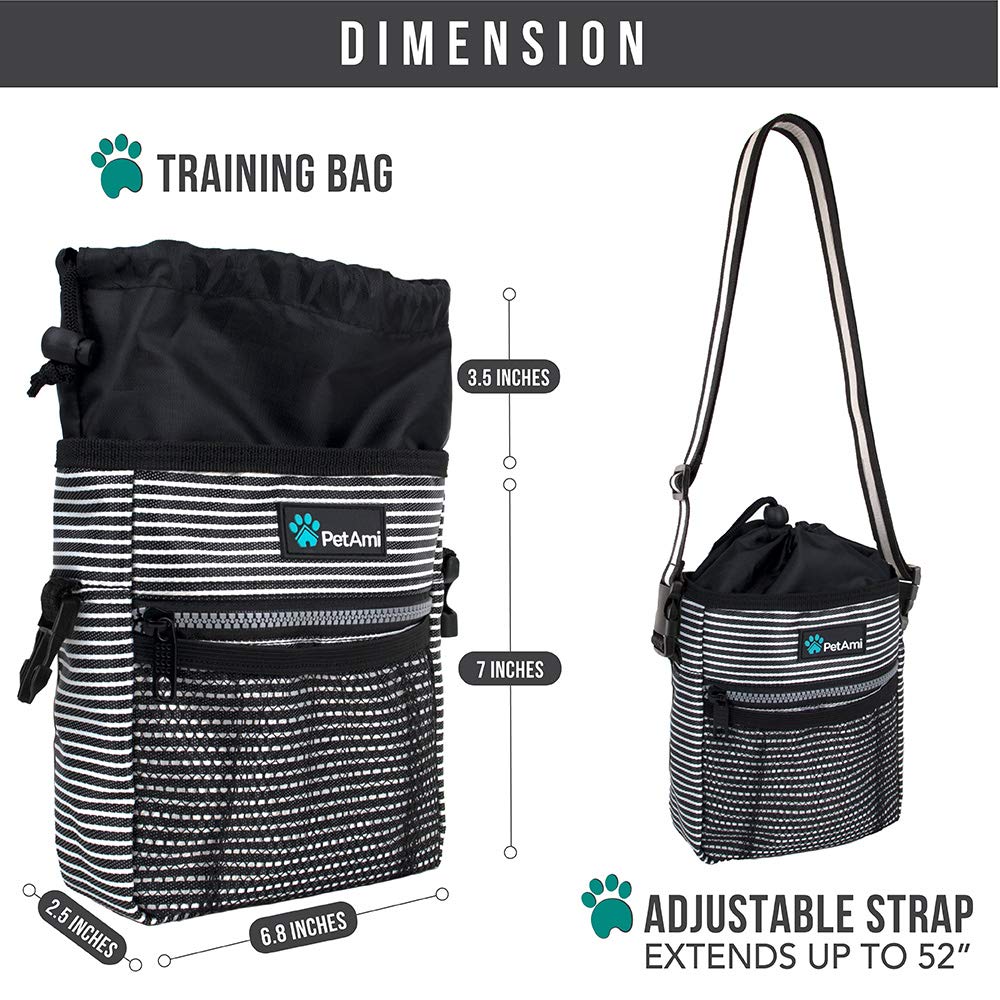 PetAmi Hands Free Dog Treat Pouch for Training and Walking - Black Stripes view 5