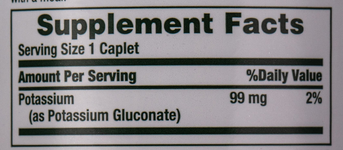 Nature's Bounty Potassium 99mg, 1 Per Day, 100 Vegetarian Caplets