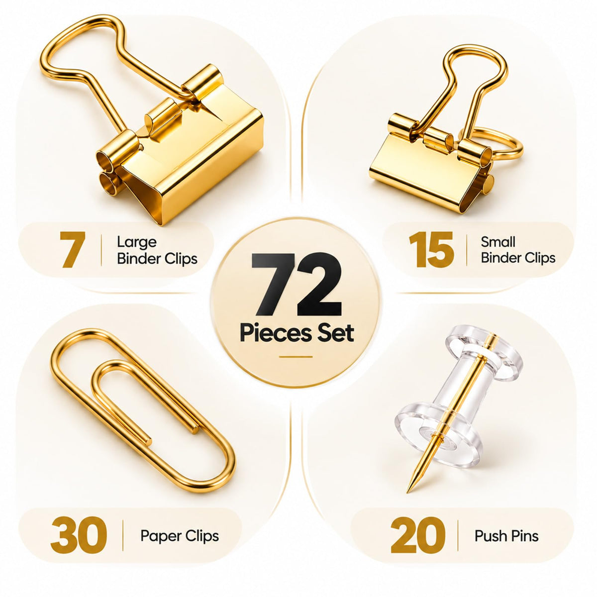 Creechwa Paper Binder and Clips - Gold / 72 / 1 Pack view 5