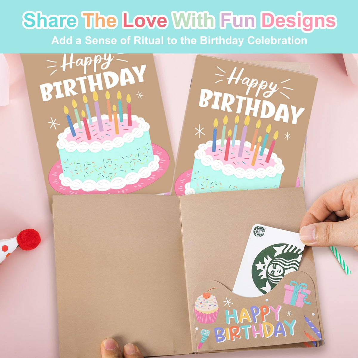 Marhpveua 6 Slots 3D Honeycomb Birthday Money Card Holder - Cowhide Color view 4