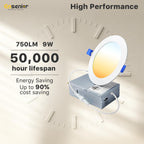 Ensenior 12 Pack 4 Inch LED Recessed Ceiling Light, 5CCT, 750LM 9W 120V (4I-5CCT-12PACK)