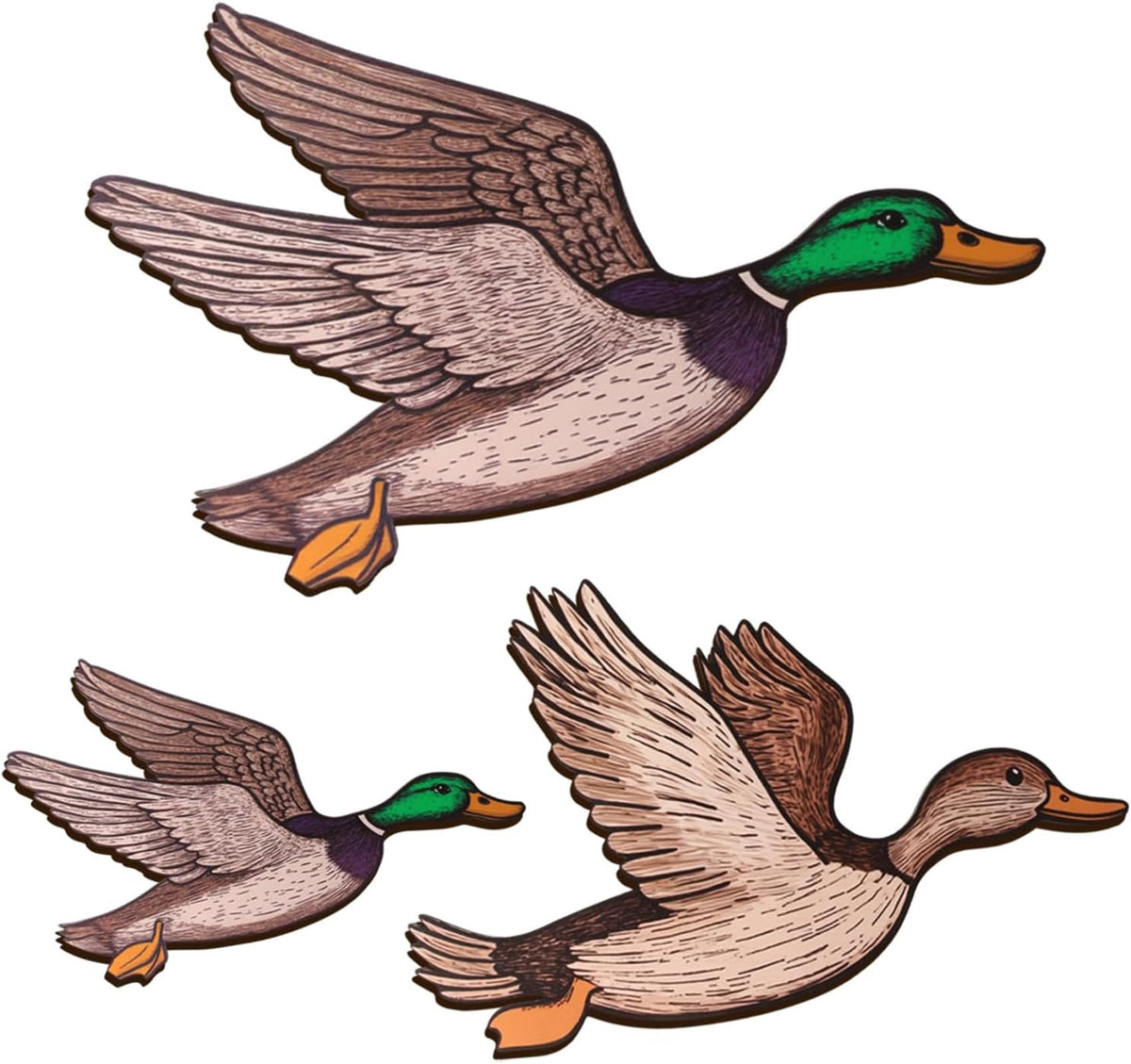 FLHRSM Mallard Duck Baby Stuff 3PCS, Wooden Mallard Ducks Hunting Wall Decor Vintage