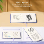 BOBO RABBIT 2 Pack Small Square 100GSM Mini Notebooks Blank Page Sketchbook - B-Navy blue and Lavender view 3