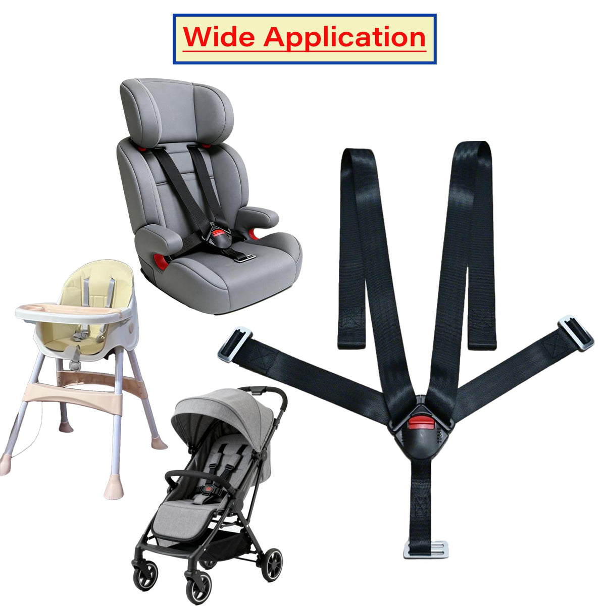 Universal 5 Point Seat Chest Harness with Locking Buckle Adjustable Straps Replacement (additional view 5)