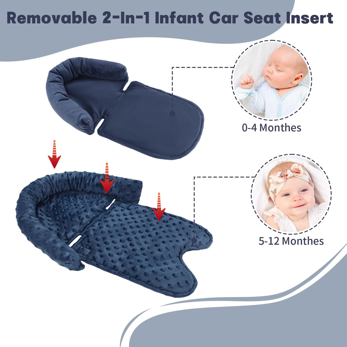 HNHUAMING Infant Car Seat Insert - Dark Blue view 2