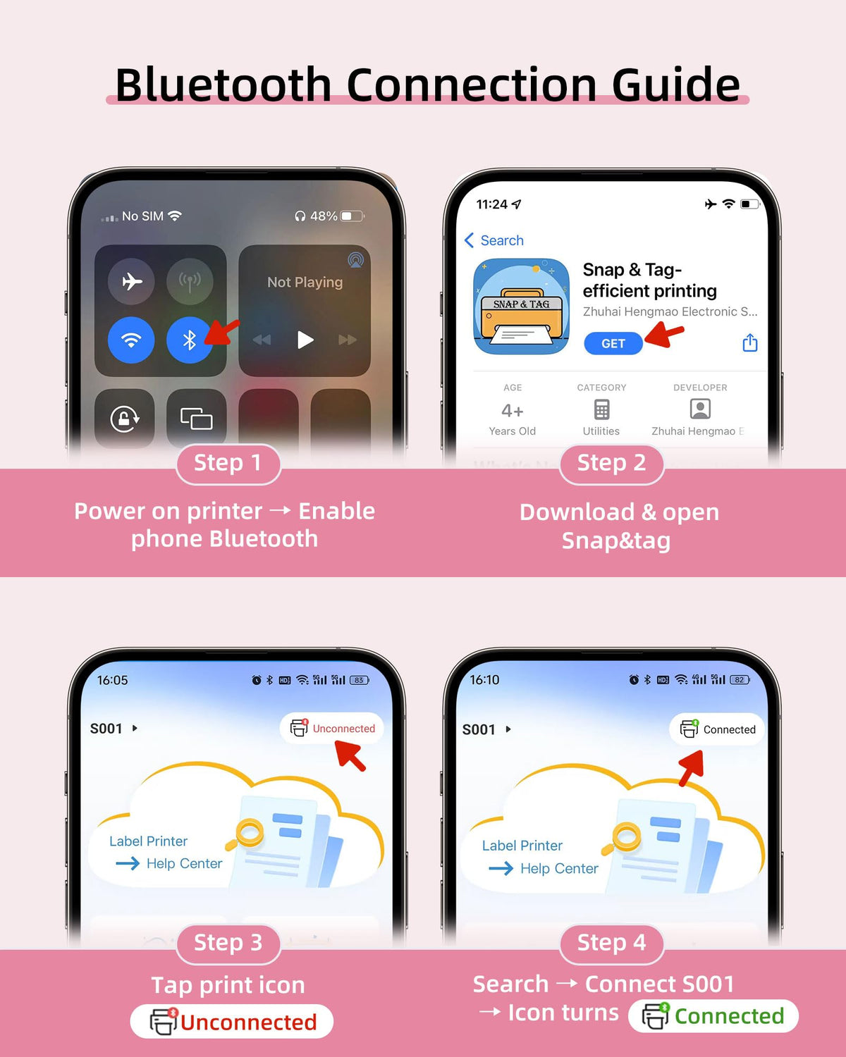 ORGSTA Label Maker, Portable Bluetooth Label Maker Machine with Tape - Pink view 1