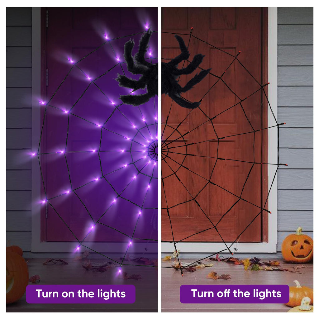 LCHUANG Halloween Decorations Lights Spider Web Lights - 2 Sets (Purple and Orange) view 5