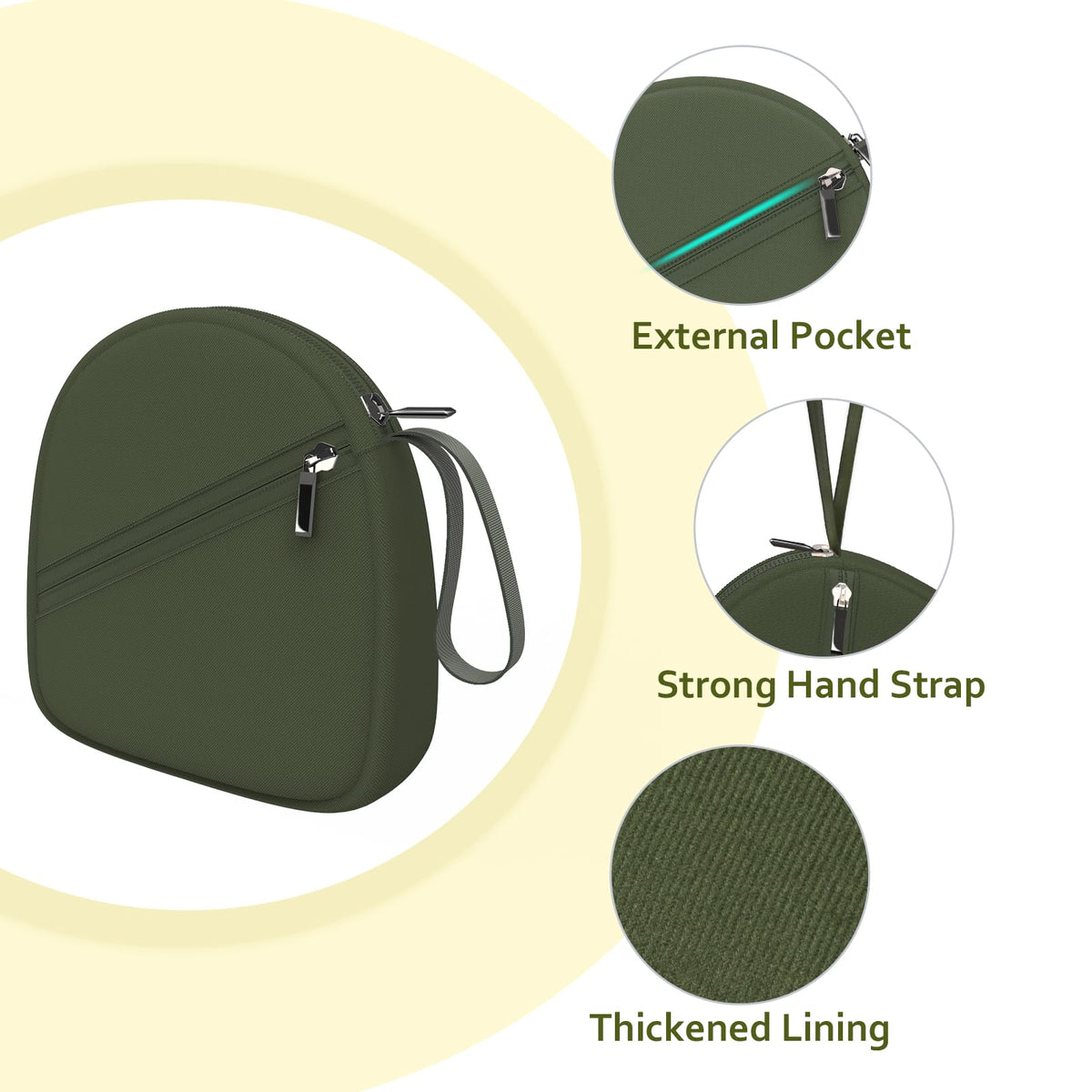 Headphone Case Compatible with JBL/Beats/Sony/BERIBES/SoundCore/TOZO/KVIDIO/JLab/Bose, Ultra-Thin Headphone Bag Travel Carrying Universal - Dark Green view 1