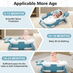 Tavlshero Collapsible Baby Bathtub for Newborn, Foldable Baby Bath Tub with Thermometer & Soft Floating Cushion & Drain