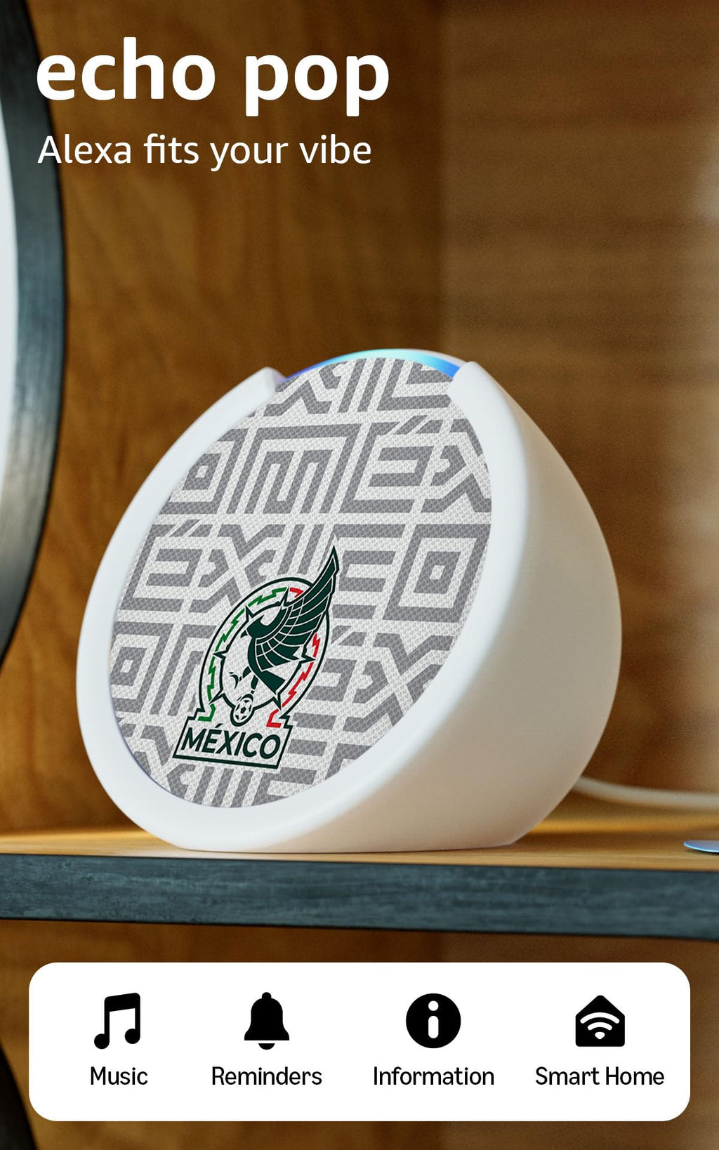 Amazon Echo Pop (newest model) - Mexico (White) view 1