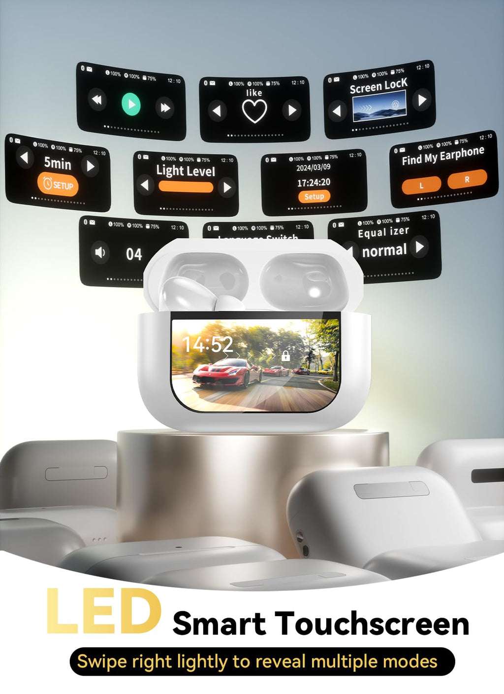 Wireless Earbuds, Smart Touchscreen Ear Buds, ANC Headphones, Bluetooth 5.4 (additional view 2)