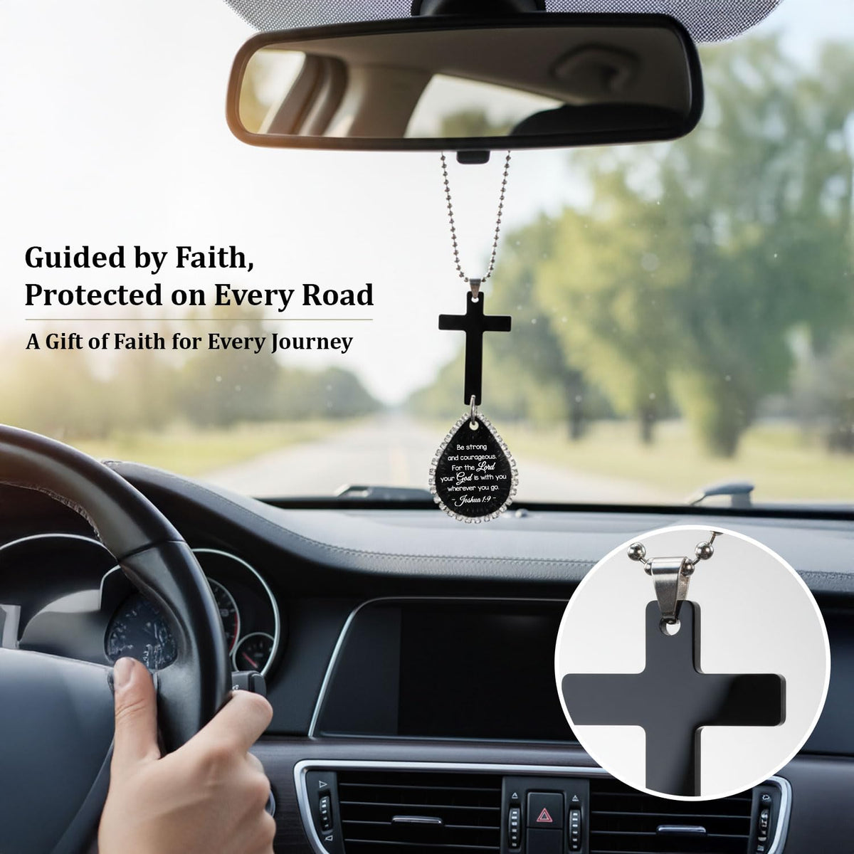 Cross for Car Mirror Hanging Christian Gifts for Men