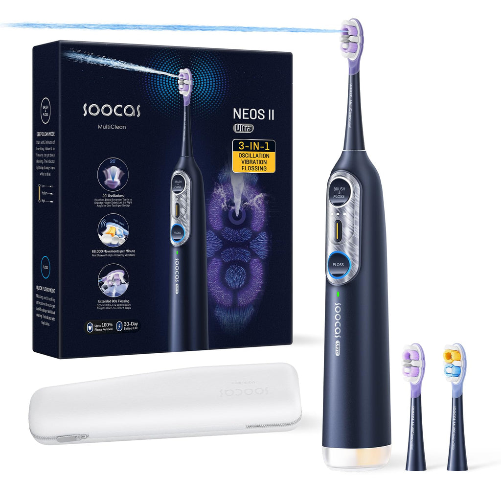Soocas NEOS II Ultra Electric Toothbrush with Water Flosser, Midnight – Blue