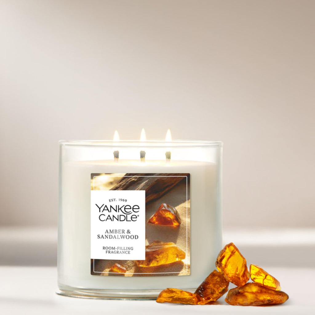 Yankee Candle Amber & Sandalwood Scented Candle, 14.5oz 3-Wick