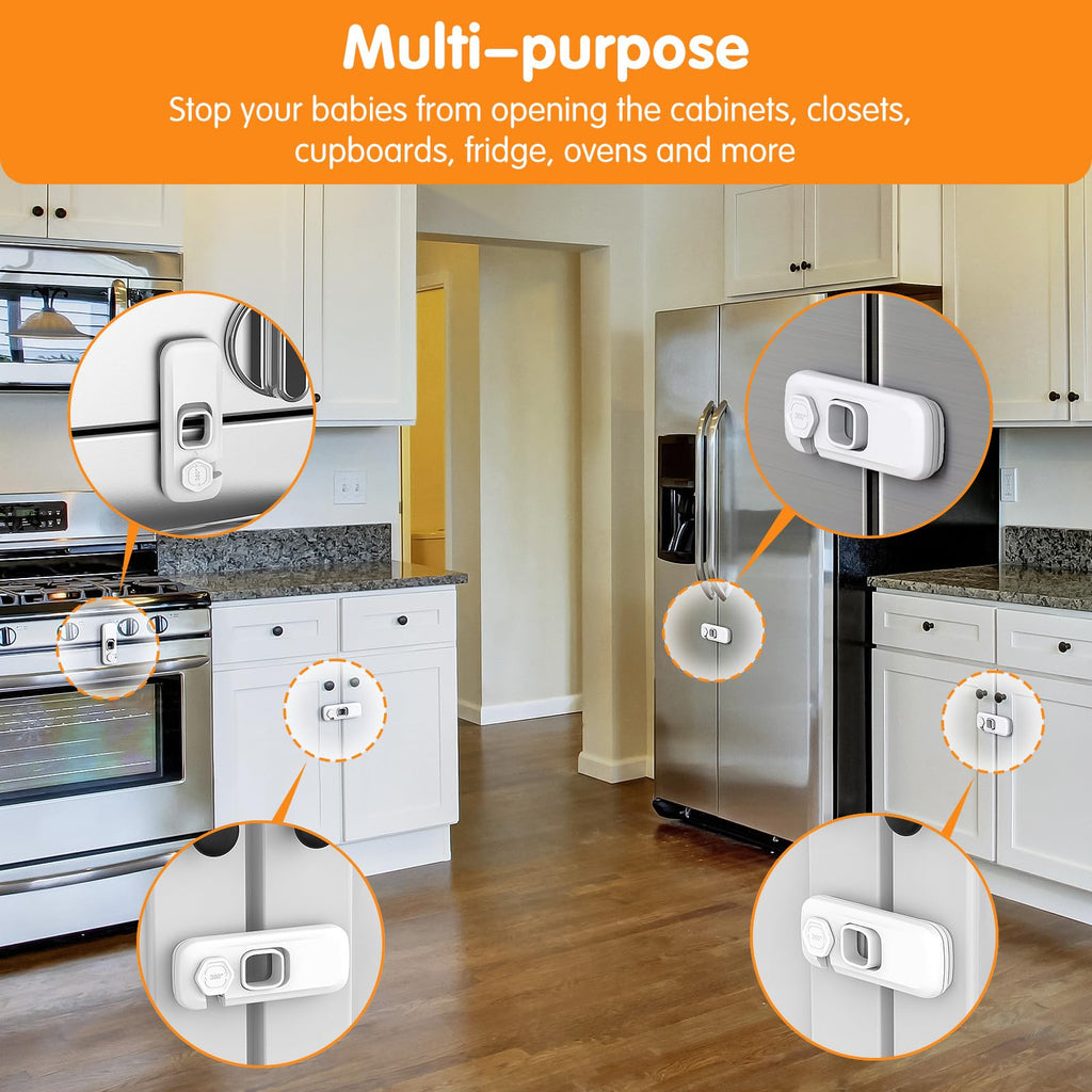 Fridge Locks for Kids with Strong Adhesive - White / 5 Pack view 3
