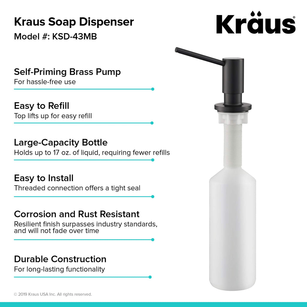 KRAUS Kitchen Soap Dispenser KSD-43 - Matte Black view 1
