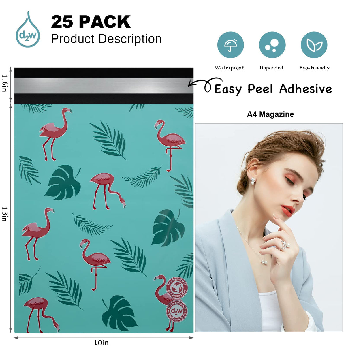 JinRuiKJ Poly Mailers - Flamingos / 10x13'' - 25 Pack view 1