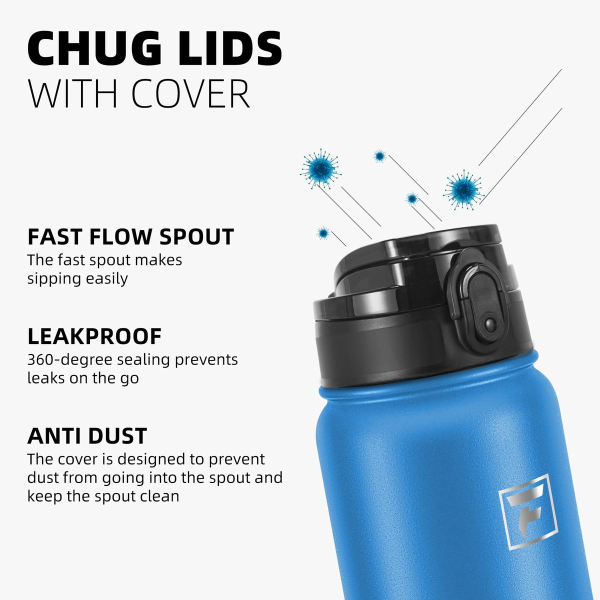 Fanhaw Stainless Steel Water Bottle with Chug Lid - Sky Blue / 20 Ounces view 3