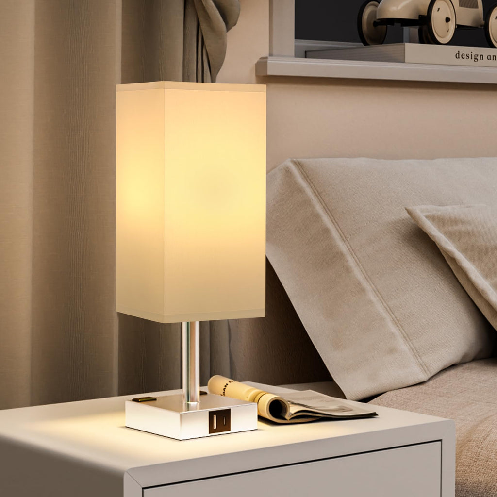 aooshine Bedside Table Lamp Touch Control - White & Silver 1 / 14.0in view 5