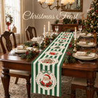 13 x 60 Table Runner for Holiday and Farmhouse Kitchen Decor - Green Stripe view 5