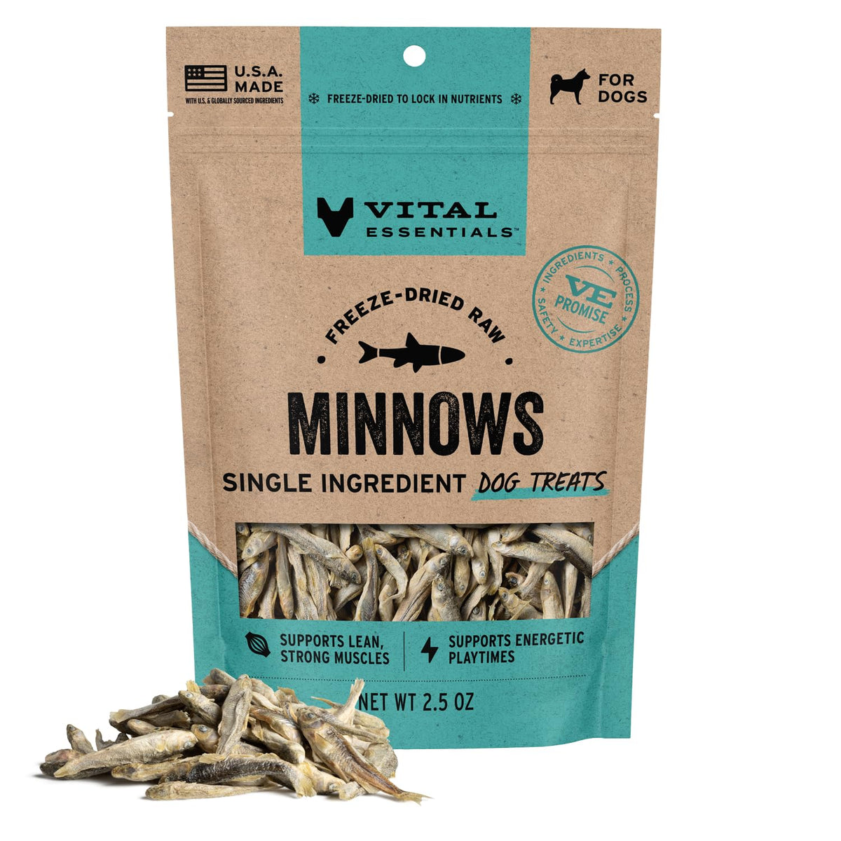 Vital Essentials Freeze Dried Minnows Dog Treats - 2.5 Ounce (Pack of 1)